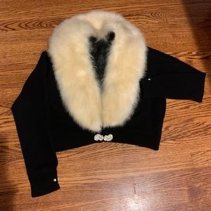 1950s Hadley Cashmere sweater with mink fur collar